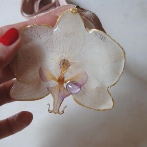 Gold and Purple Orchid Pendant Necklace